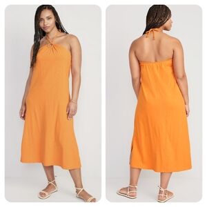 Old Navy Slub Knit Halter Maxi Dress Orange XXL